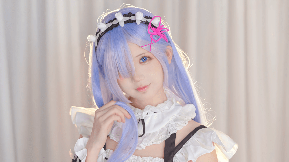 抖音小姐姐害羞7 cosplay 雷姆 -高清4k美女电脑壁纸
