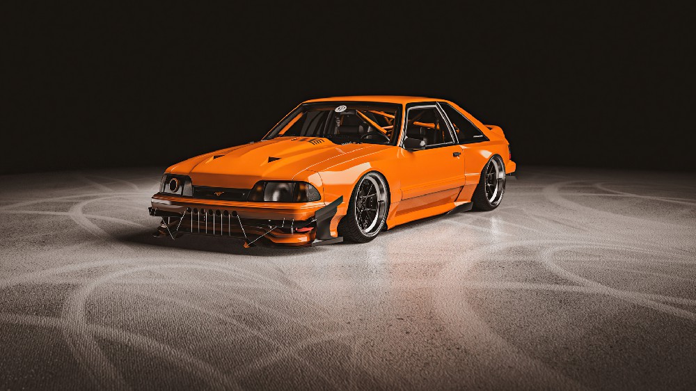 橙色福特Mustang Foxbody高清电脑壁纸4K