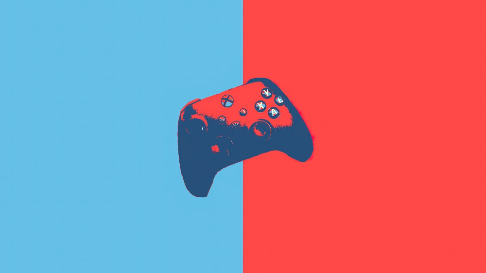 xbox遥控手柄红蓝相间高清电脑壁纸4k