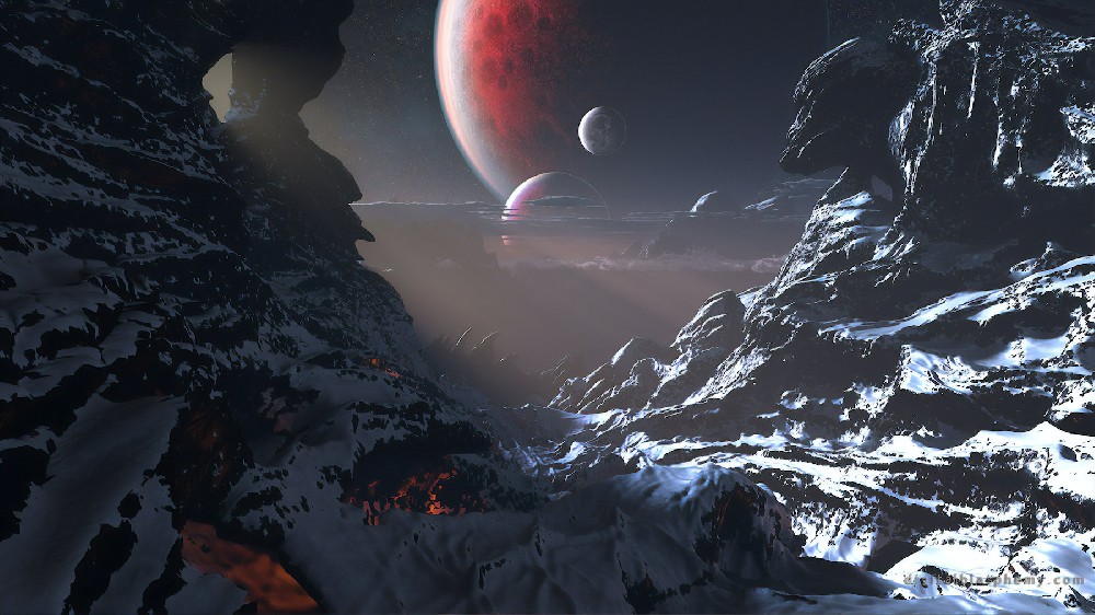壮丽山川巍峨耸立星球星体星际环绕4K