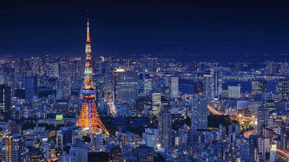 东京塔夜晚城市灯光高清电脑壁纸4k