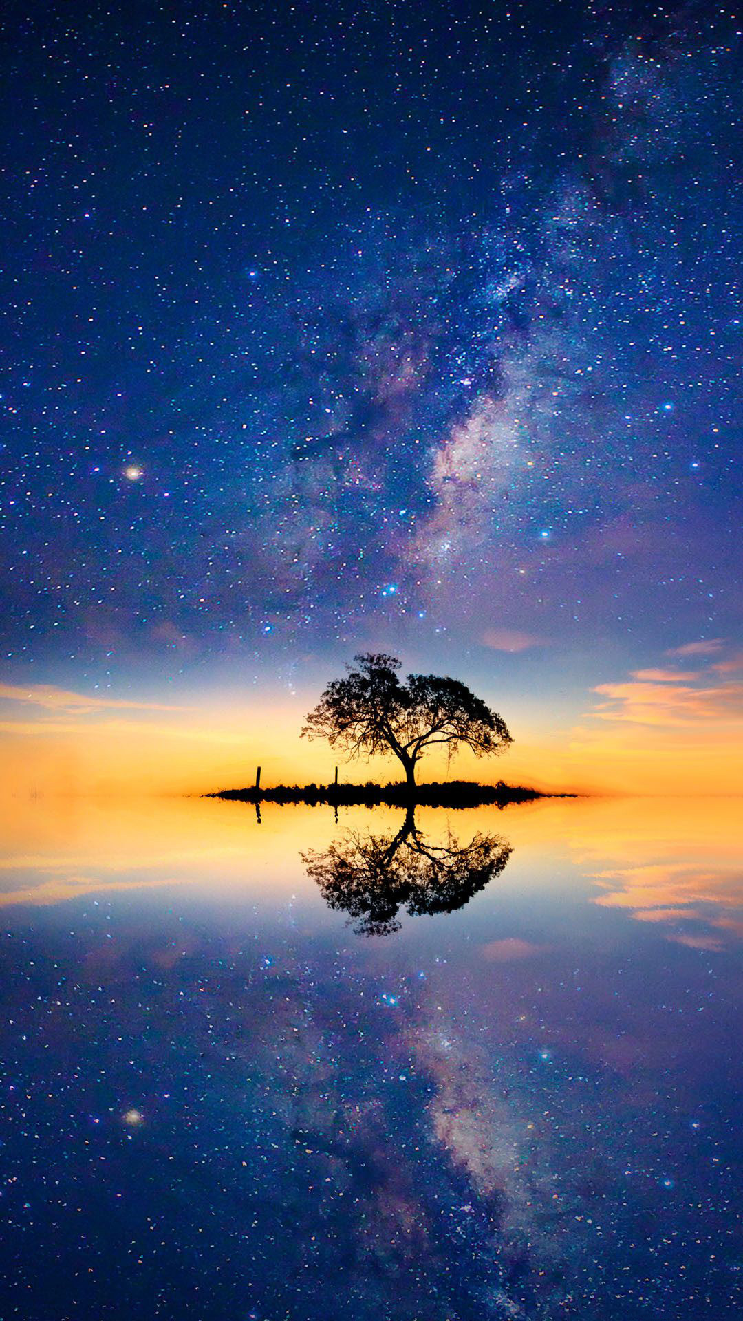 星空,银河,岛屿,孤独的树,湖泊,倒影.jpg